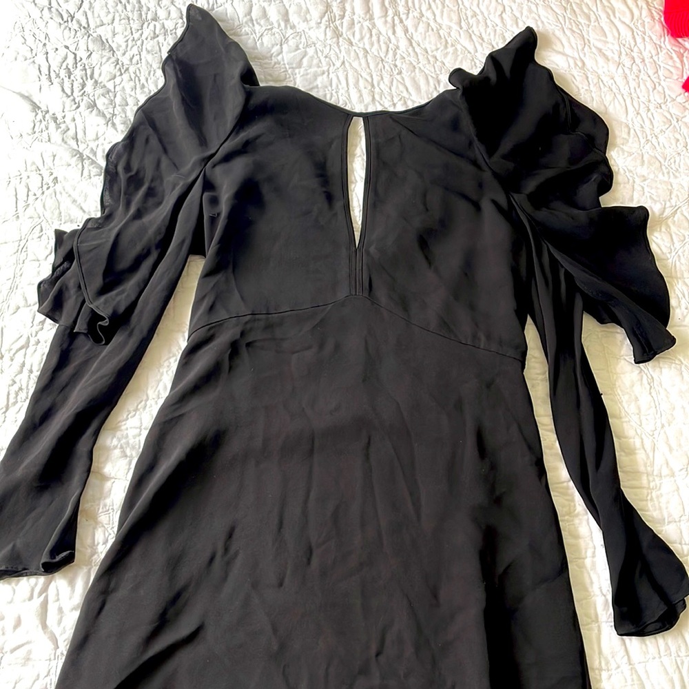 Theory Black silk bare shoulder dress